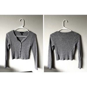 Cozy Gray long sleeved Crop Top
